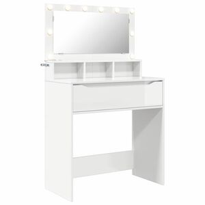 vidaXL Slaapkamer Kaptafels met lade Hoogglans wit 80 x 39,6 x 135 cm