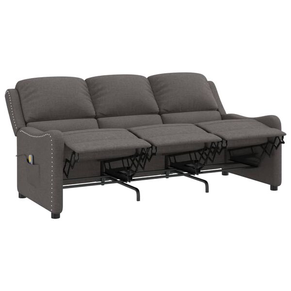 vidaXL Massagestoel 3-zits verstelbaar stof donkergrijs