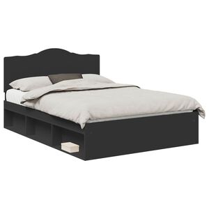 vidaXL Bedframe met hoofdeinde Zwart 140 x 200 cm Massief grenenhout
