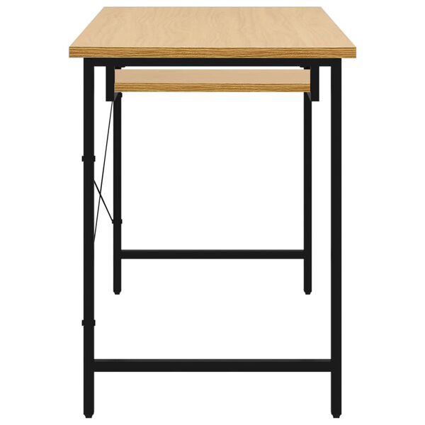 vidaXL Computerbureau 105x55x72 cm MDF metaal zwart lichteikenkleurig