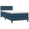 vidaXL Boxspring met matras fluweel donkerblauw 80x220 cm