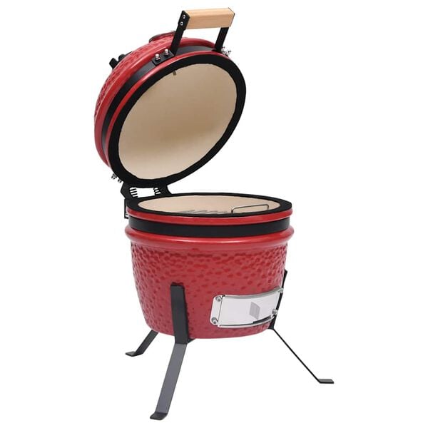 vidaXL Kamado barbecue 2-in-1 56 cm keramiek rood