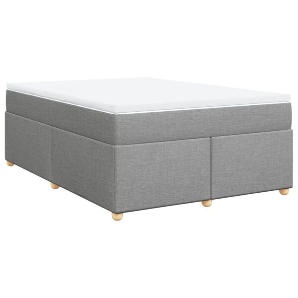 vidaXL Boxspring met matras stof lichtgrijs 140x200 cm