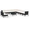 vidaXL 12-delige Loungeset met kussens poly rattan zwart