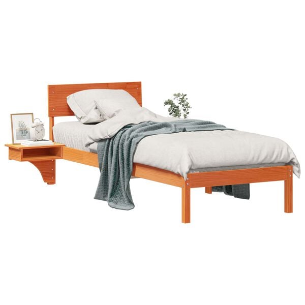 vidaXL Bedframe met hoofdeinde Wasbruin 75 x 190 cm Massief grenenhout