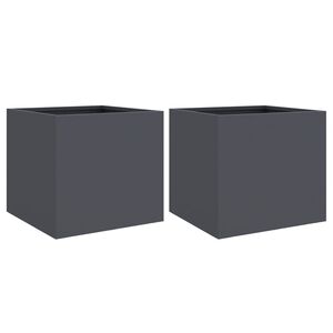 vidaXL Plantenbakken 2 st 32x30x29 cm staal antracietkleurig
