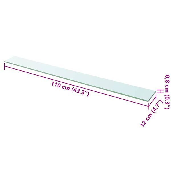 vidaXL Wandschap transparant 110x12 cm glas