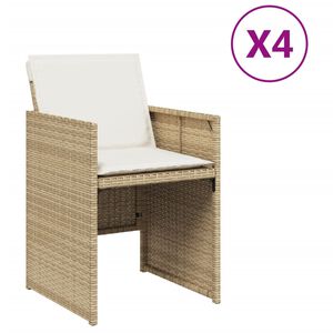 vidaXL Tuinstoelen 4 st met kussens poly rattan beige