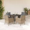 vidaXL 5-delige Tuinset met kussens poly rattan beige
