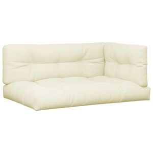 vidaXL Palletkussens 3 st stof cr&egrave;mekleurig