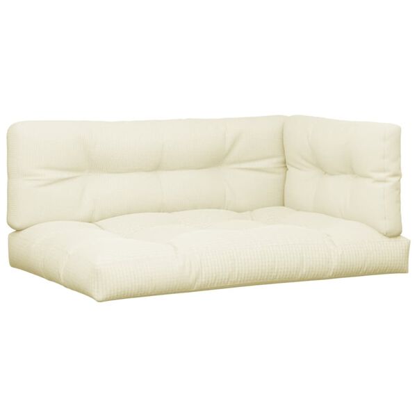 vidaXL Palletkussens 3 st stof cr&egrave;mekleurig