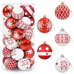 vidaXL Kerstballen set 30 st Rood en Wit &Oslash; 6 cm Kunststof