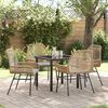vidaXL Tuin eettafelset met kussen 5 pcs Bruin poly rattan