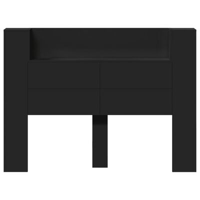 vidaXL Hoofdbordkast met LED-verlichting 140x16,5x103,5 cm zwart
