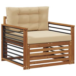 vidaXL Tuinbank Massief Acaciahout en Polyester Natuurlijk en Beige