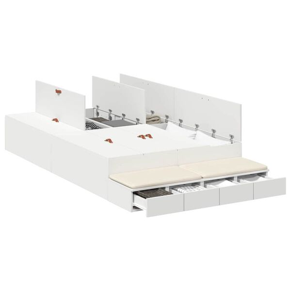 vidaXL Opbergbedframe met lade met opslag Wit 120 cm Bewerkt hout