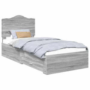 vidaXL Bedframe met hoofdeinde Grijs Sonoma 90 x 200 cm Bewerkt hout