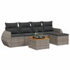 vidaXL 6-delige Loungeset met kussens poly rattan grijs