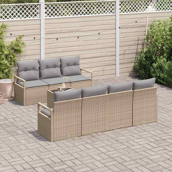 vidaXL Tuin Sofa Set met kussen 8 pcs Beige, Grijs 55 x 55 x 37 cm