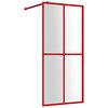 vidaXL Inloopdouchewand transparant 90x195 cm ESG-glas rood