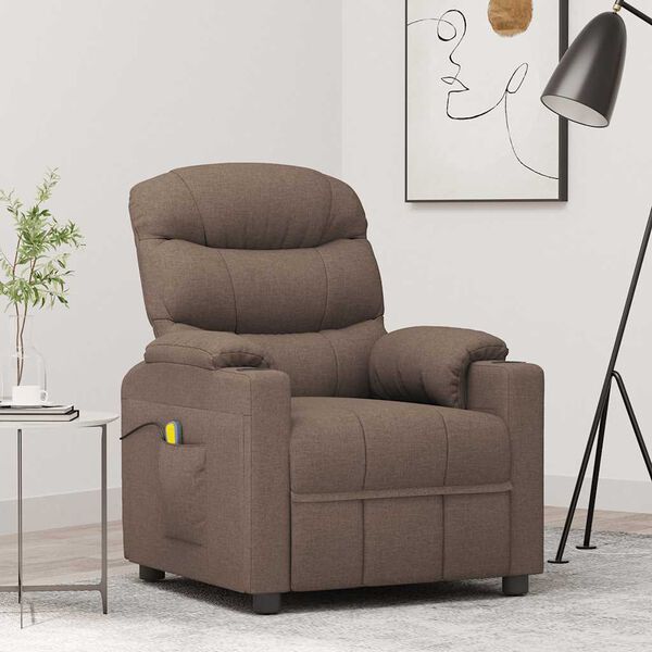 vidaXL Massagestoel stof taupe