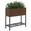 vidaXL Plantenbak met schap poly rattan bruin