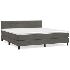 vidaXL Boxspring met matras fluweel donkergrijs 160x200 cm