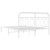 vidaXL Bedframe met hoofdbord metaal wit 150x200 cm