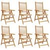 vidaXL Verstelbare klapstoelen, 6 stuks, beige, massief acaciahout