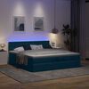 vidaXL Bed poef met matrassen en leds 200x200 cm fluweel donkerblauw