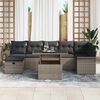 vidaXL Tuin Sofa Set met kussen met opslag 8 pcs Grijs Poly riet