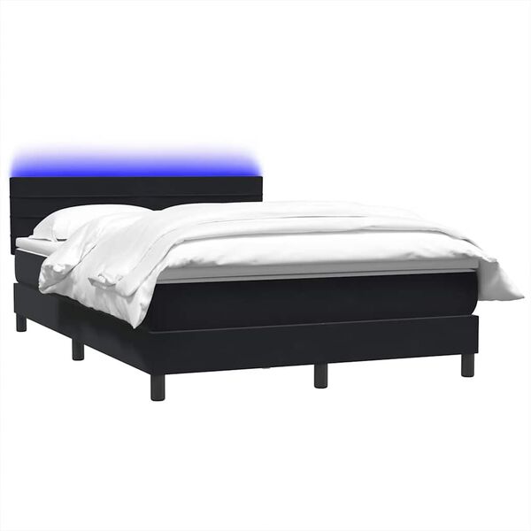 vidaXL Boxspring met matras en LED fluweel zwart 140x210 cm