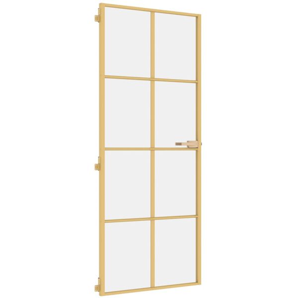 vidaXL Binnendeur smal 83x201,5 cm gehard glas en aluminium goudkleur