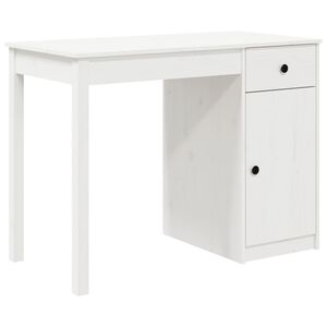 vidaXL Bureau 100x50x75 cm massief grenenhout wit