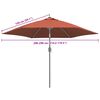 vidaXL Vervangingsdoek voor parasol 300 cm terracottakleurig