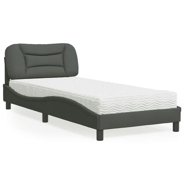 vidaXL Bed met matras "Hvar" stof donkergrijs 80x200 cm