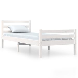 vidaXL Bedframe massief hout wit 100x200 cm