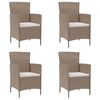 vidaXL Tuinstoelen 4 st met kussens poly rattan beige