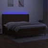 vidaXL Boxspring met matras en LED stof donkerbruin 200x200 cm