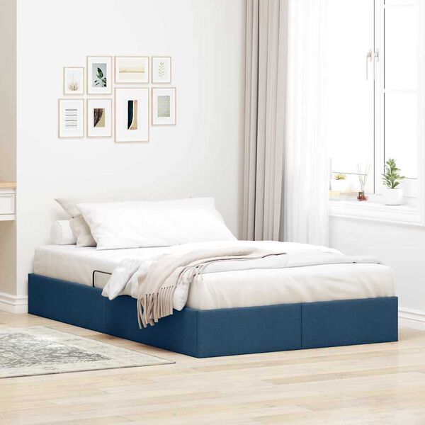 vidaXL Opslag bed met matras met hoofdeinde Blauw 120 x 200 cm Stof