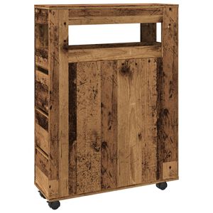 vidaXL Badkamerkast smal met wielen bewerkt hout oud houtkleurig