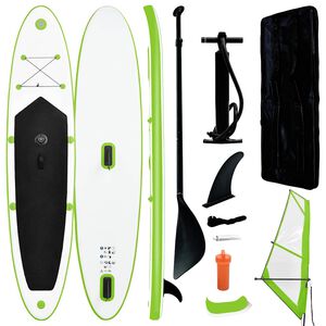 vidaXL Stand Up Paddleboard opblaasbaar met zeilset groen en wit