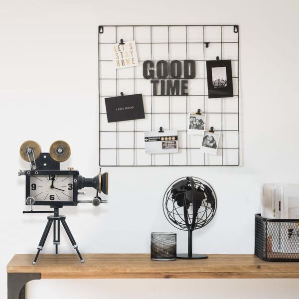 vidaXL Tafelklok 34x18x47 cm ijzer en MDF zwart