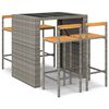vidaXL 5-delige Tuinbarset poly rattan en massief acaciahout grijs
