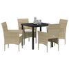 vidaXL Tuin eettafelset met kussen 5 pcs Beige poly rattan