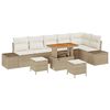 vidaXL Tuinbankenset met kussen 9 pcs Beige poly rattan