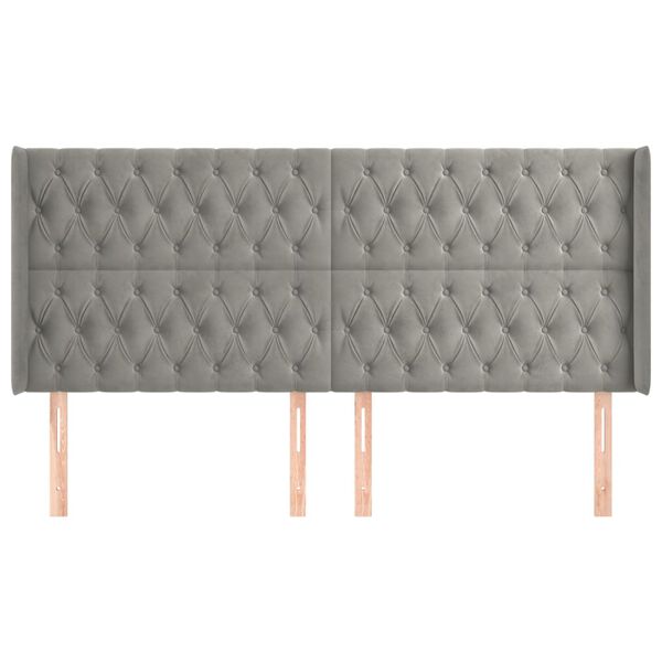 vidaXL Hoofdbord met randen 183x16x118/128 cm fluweel lichtgrijs