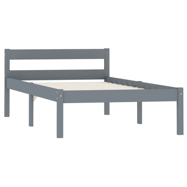 vidaXL Bedframe massief grenenhout grijs 90x200 cm