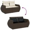 vidaXL 6-delige Loungeset met kussens poly rattan bruin