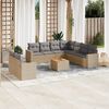 vidaXL 10-delige Loungeset met kussens poly rattan beige